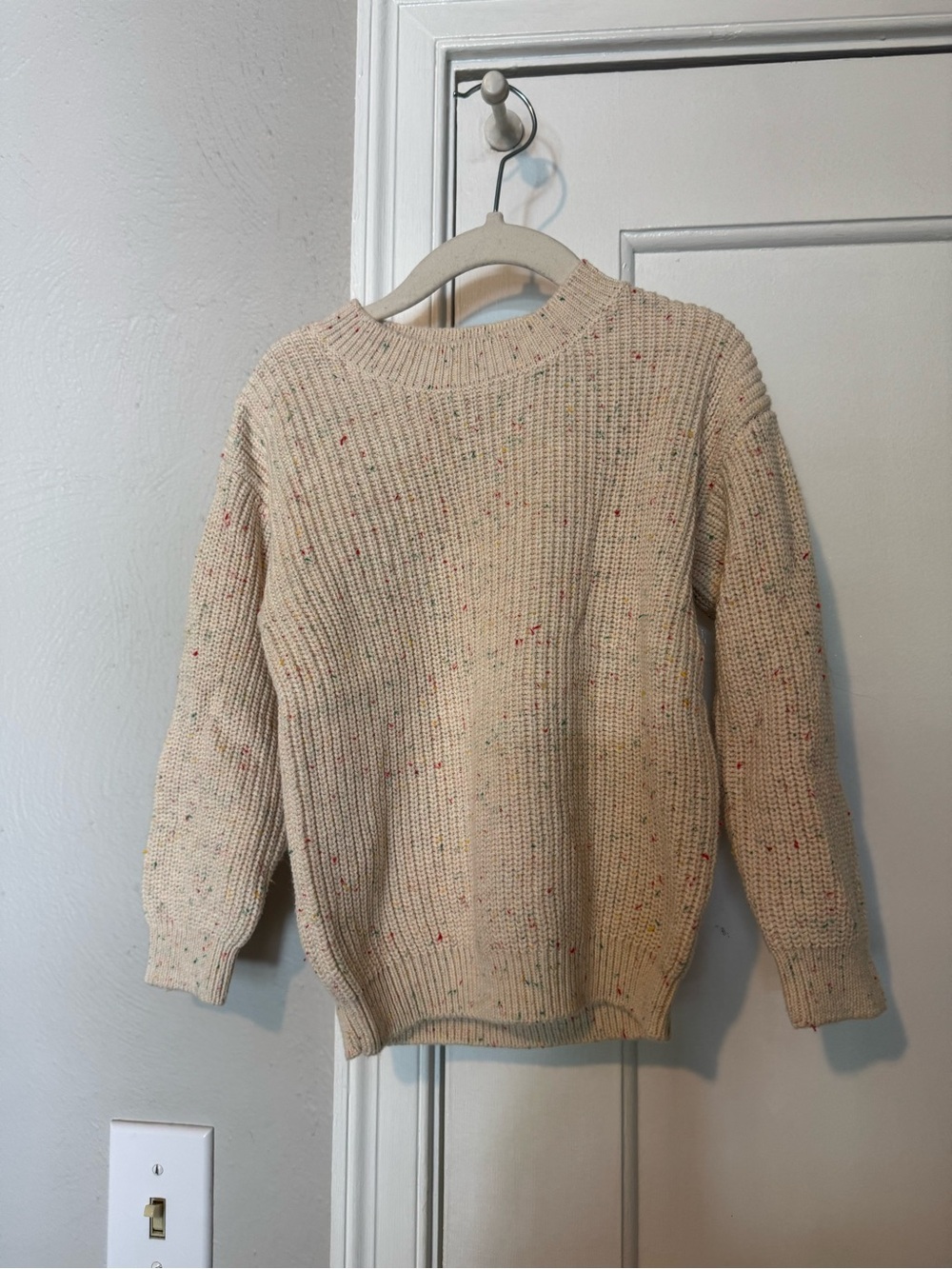 • Kids Cozy Cream Speckled Knit Sweater •